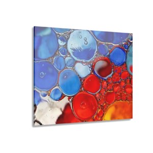 Abstract Color Bubble Acrylic Print — Vibrant Blue & Red Wall Art (French Cleat Hanging)