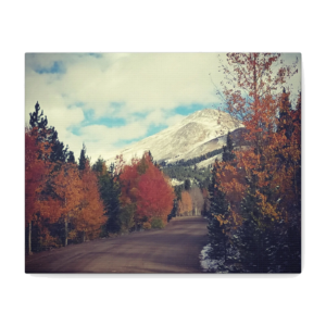 Mountain Road Autumn Canvas Print — Stretched Matte Wall Art