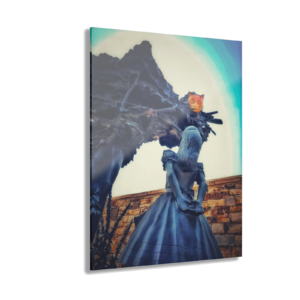 Gothic Statue Acrylic Print — Surreal Moonlit Sculpture Wall Art