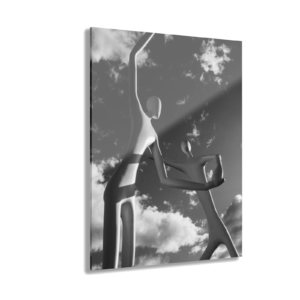 Abstract Sculptural Figures Acrylic Print — Modern Black & White Wall Art