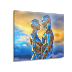 Reflective Figures Acrylic Print — Modern Surreal Wall Art (French Cleat Hanging)
