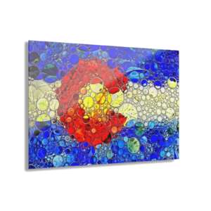 Colorado Flag Acrylic Print — Abstract Bubble Art, French Cleat Hanging