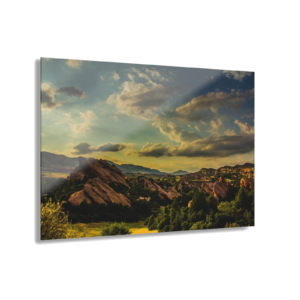Mountain Landscape Acrylic Print — Sunset Rockies Wall Art (French Cleat Hanging)