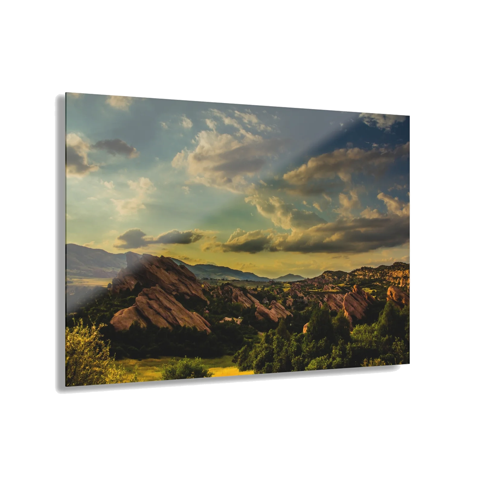 Mountain Landscape Acrylic Print — Sunset Rockies Wall Art (French Cleat Hanging)