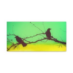 Silhouette Crows on Green & Yellow Canvas — Denver, Colorado