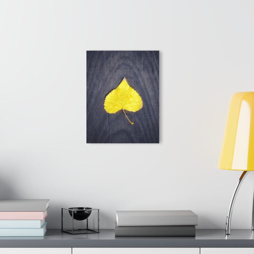 Aspen Leaf on Dark Wood Acrylic Print