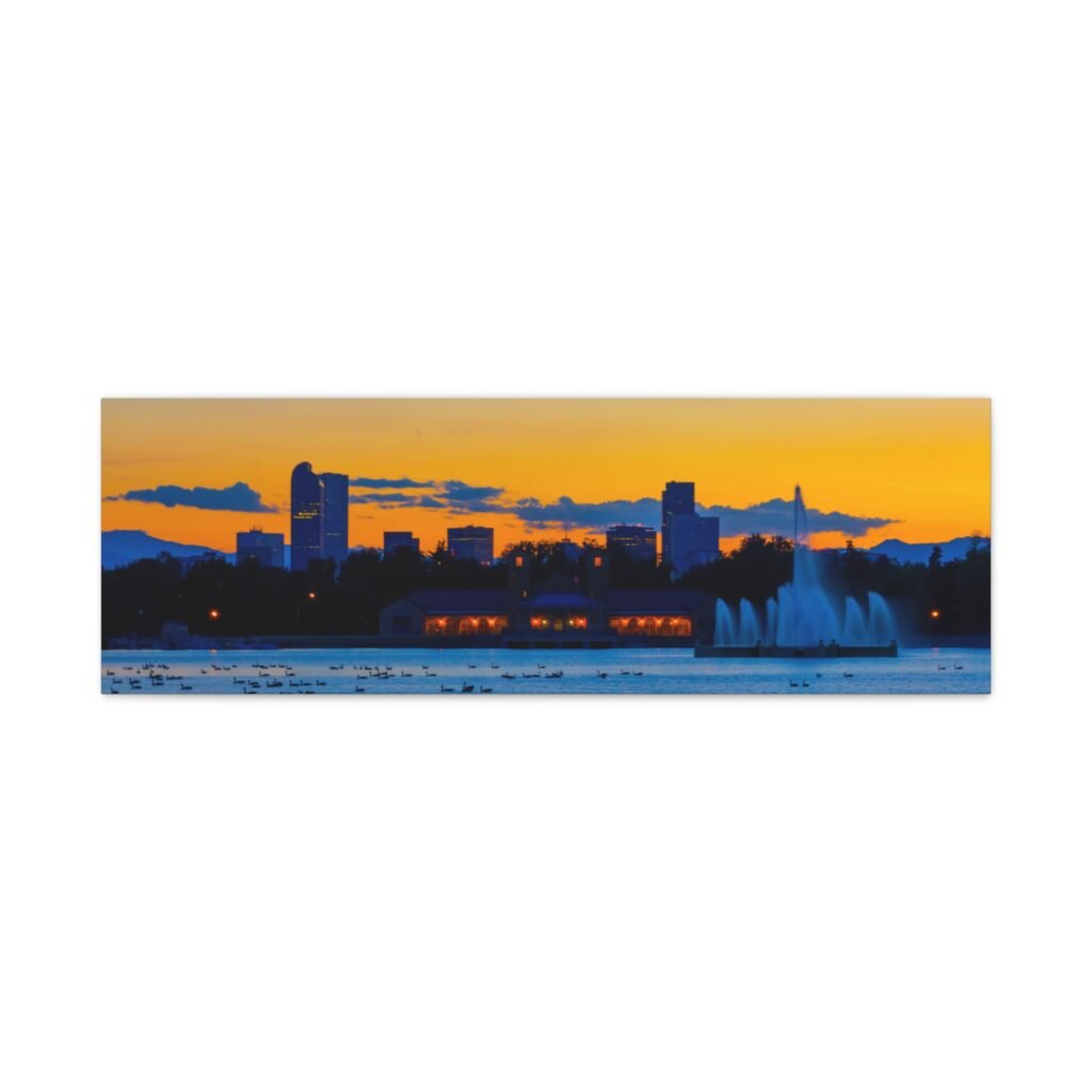 Denver Sunset Skyline Panoramic Canvas