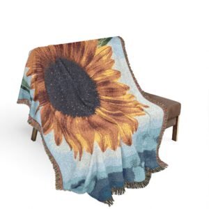 Sunflower Woven Blanket – Vintage Floral Throw for Cozy Home Decor