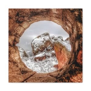 Snowy Rock Window Canvas Print — Red Rocks Trading Post